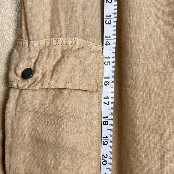 NWOT 100% LINEN BOHO CHIC Neutral Wide Leg Preppy Cargo Pockets Pants MEDIUM - Picture 10 of 12